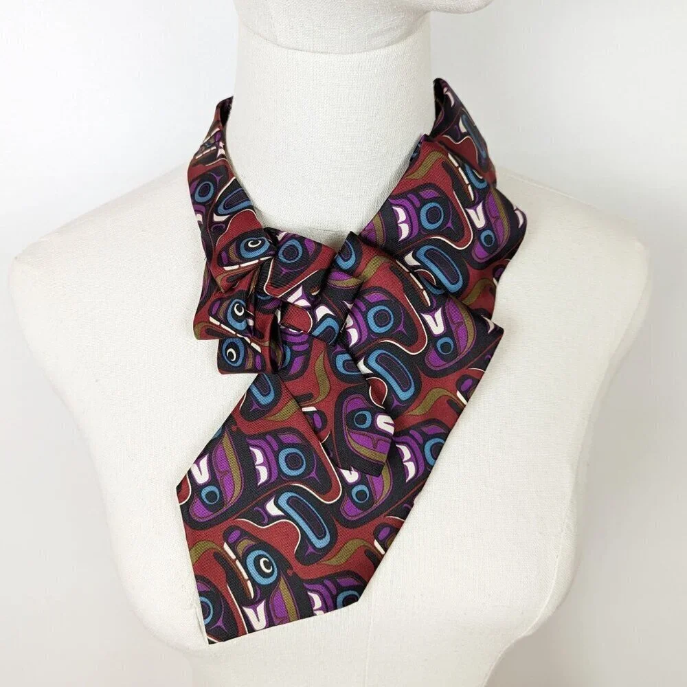 Tribal Art Print Ascot - Women's Tie - Unique Scarf - Necktie Scarf